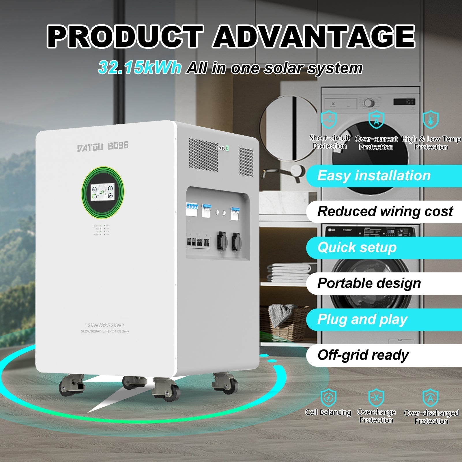 DATOUBOSS AIO System, 48V 12000W Hybrid Inverter + 628Ah LiFePO4 Battery for solar energy storage - Xdatou | Rechargeable Lifepo4 Batteries Voltage Converters Inverter