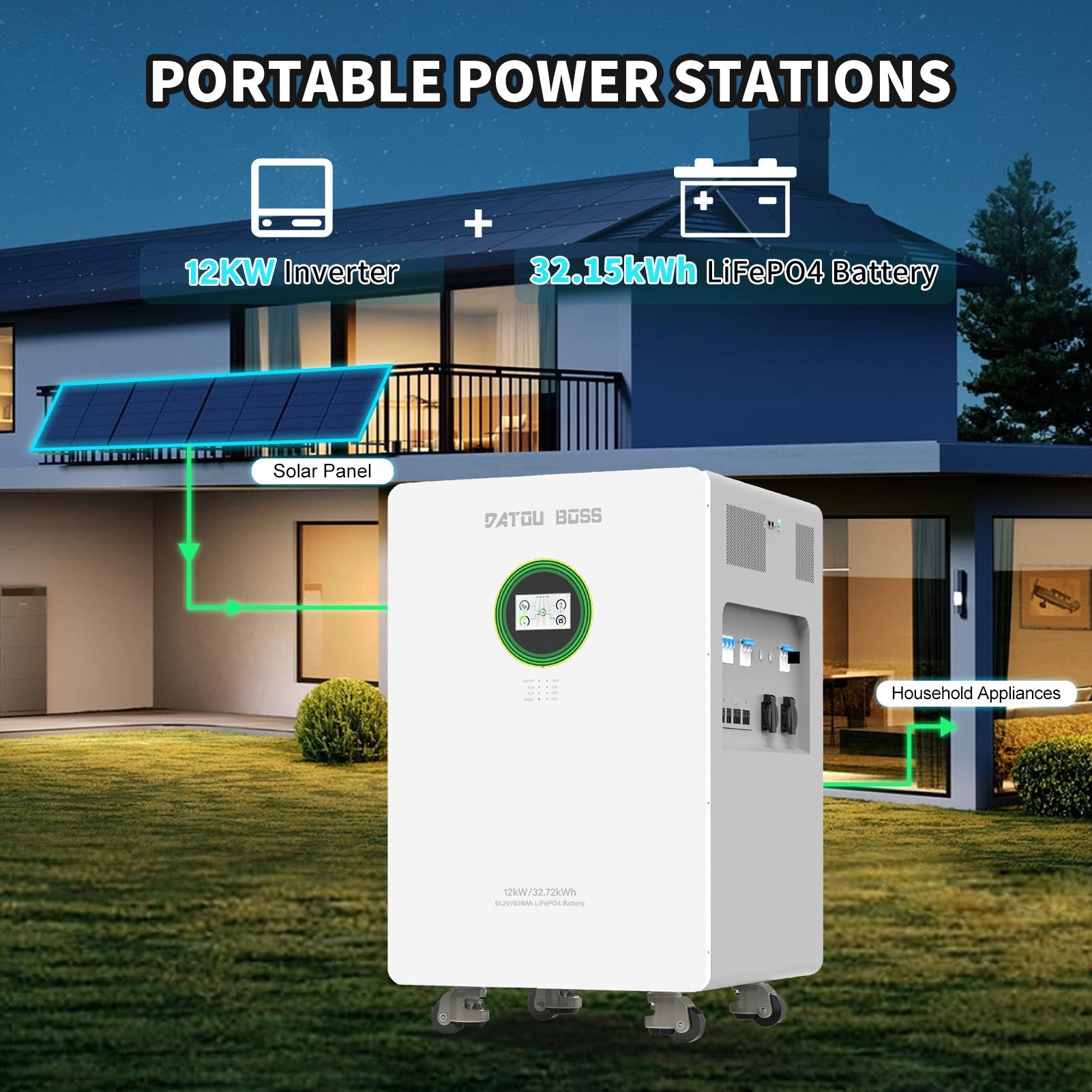 DATOUBOSS AIO System, 48V 12000W Hybrid Inverter + 628Ah LiFePO4 Battery for solar energy storage - Xdatou | Rechargeable Lifepo4 Batteries Voltage Converters Inverter