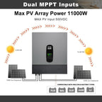DATOUBOSS Hybrid Inverter 48V 11000W, Hybrid Solar Inverter On Grid, Supports Battery - Free Operation, 48V DC to 220/230V AC, BMS Protection System, with 150A MPPT for 48V, 18A PV Input(Compatible with WiFi 04) - Xdatou | Rechargeable Lifepo4 Batteries Voltage Converters Inverter