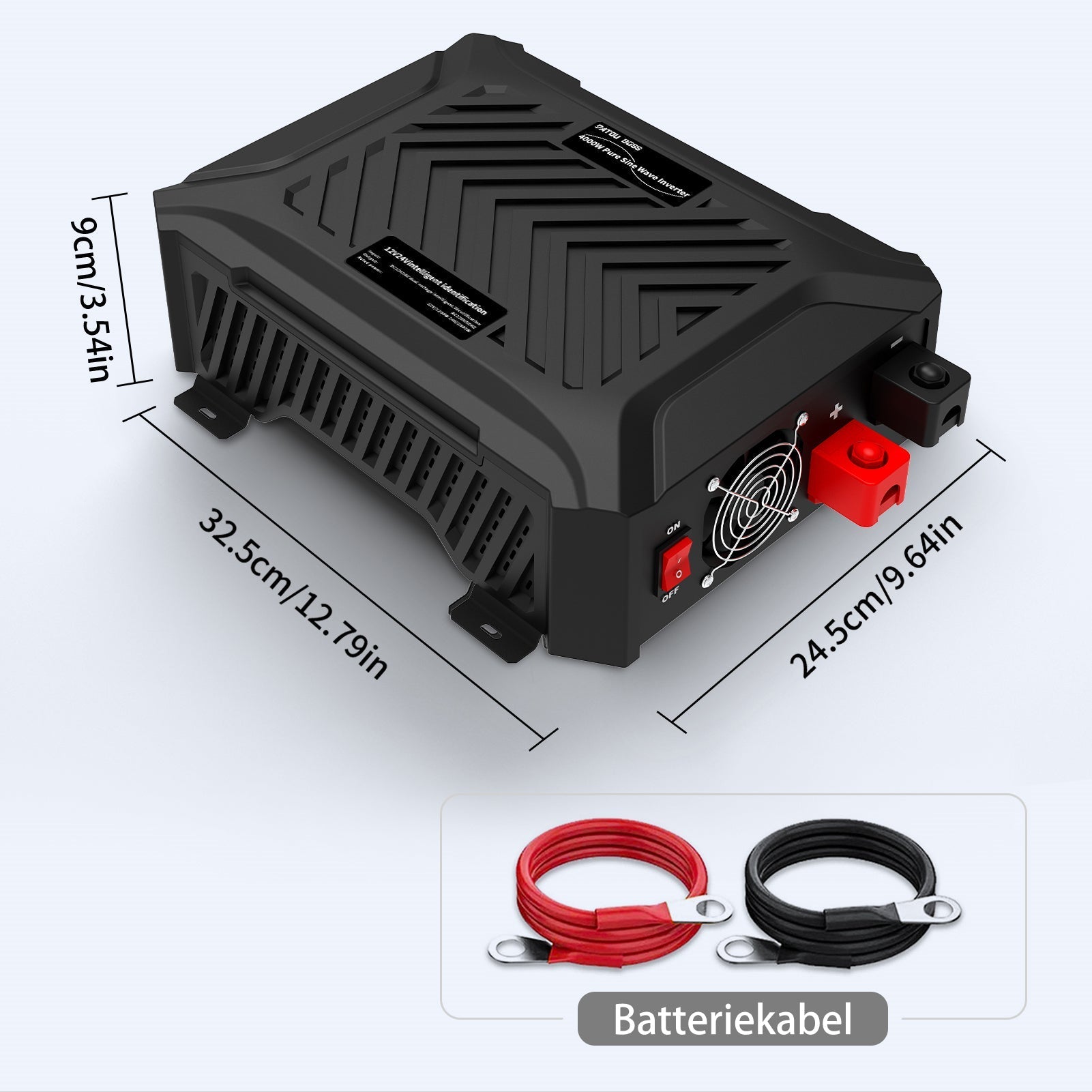 DATOUBOSS Universal Double Voltage Converter 1200W/2000W Pure Sine Wave Inverter, 12V/24V to 230V AC Voltage Converter, Peak Power 2300W/4000W Peak Power, with Intelligent Detection System & LCD Display & 2 EU Socket - Xdatou | Rechargeable Lifepo4 Batteries Voltage Converters Inverter
