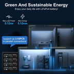GRNPVRE 48V 100Ah LiFePO4 Battery, 5.12kWh 3U Rack Mount Server Battery, 100A BMS, 6000+ Cycles, for Off Grid Backup Power