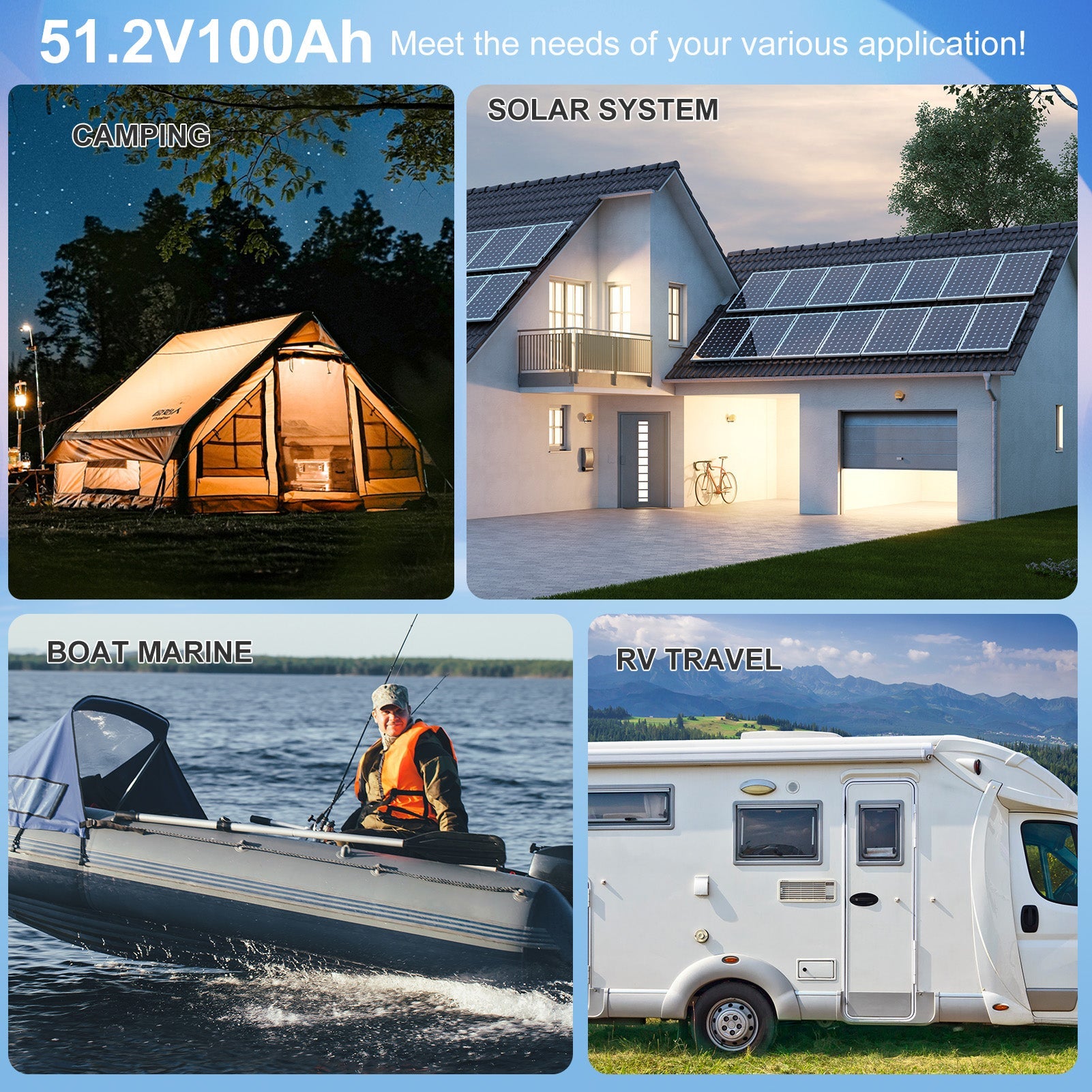GRNPVRE 48V 100Ah LiFePO4 Battery, 5.12kWh 3U Rack Mount Server Battery, 100A BMS, 6000+ Cycles, for Off Grid Backup Power