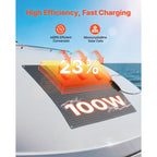 Flexible Solar Panel 100W 23% Efficiency, 100W Semi-Flexible Bendable, with MC4 Output, IP67 Waterproof for Marine RV Car Cabin Curved Surfaces