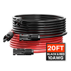 6.1m/20FT Solar Panel Extension Wire with Female & Male Connectors 10AWG/6 mm² 1 Pair