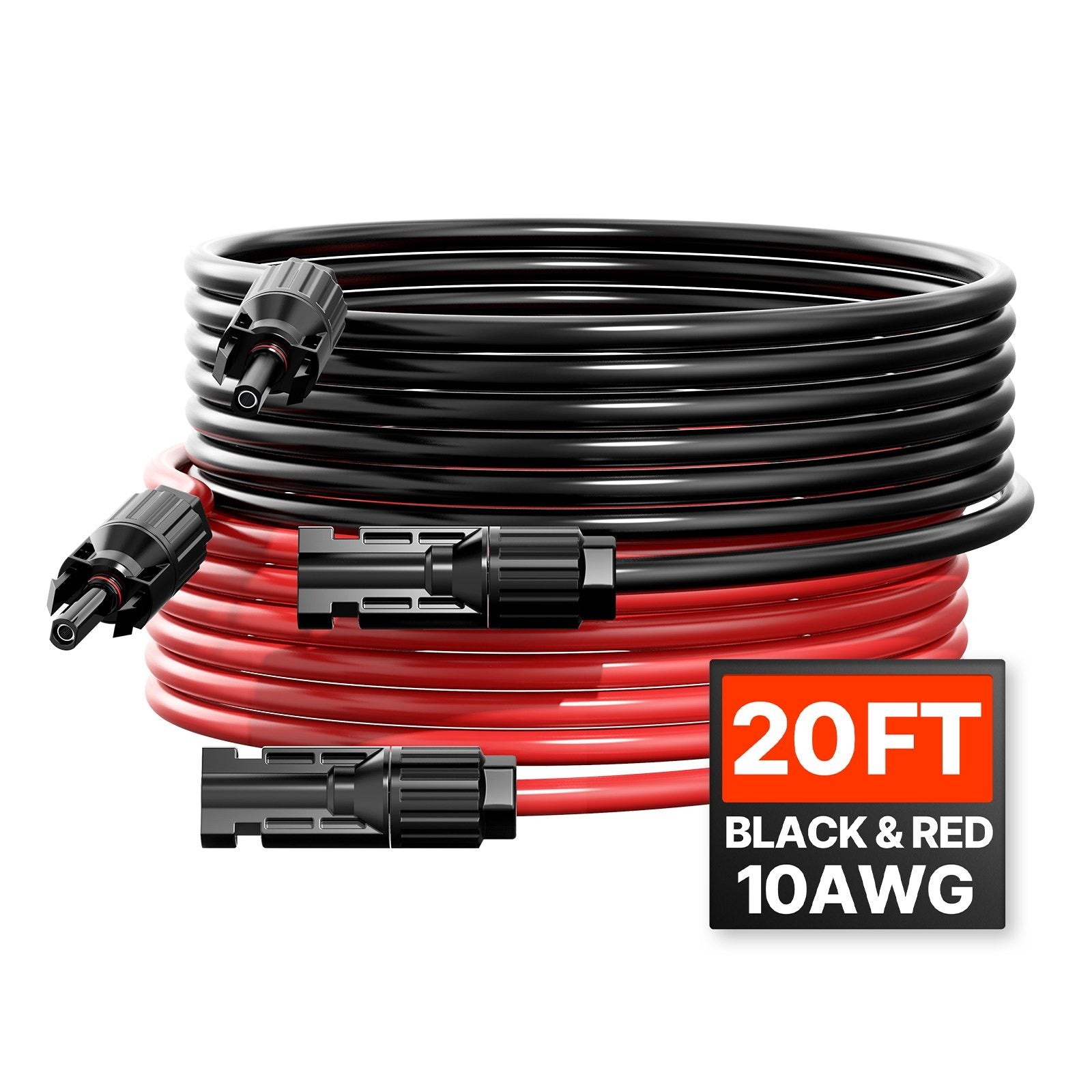 6.1m/20FT Solar Panel Extension Wire with Female & Male Connectors 10AWG/6 mm² 1 Pair