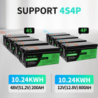 DATOUBOSS 12V 300Ah LiFePO4 Battery with 200A BMS Deep Cycle + 3000W Pure Sine Wave Inverter with 6000W Peak Power, Intelligent Detection & LCD Display, 2 EU Sockets for Off-Grid Living, RV Adventures, Solar Systems, and Emergency Power Solutions
