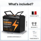 MFUZOP 12V 100Ah LiFePO4 Lithium Battery with 100A Smart BMS, 6000 Deep Cycle Marine Battery 12V, Max 1280Wh Energy, Group 24 for RVs, Vans, Trailers, Motorhomes, and Boats - Xdatou | Rechargeable Lifepo4 Batteries Voltage Converters Inverter