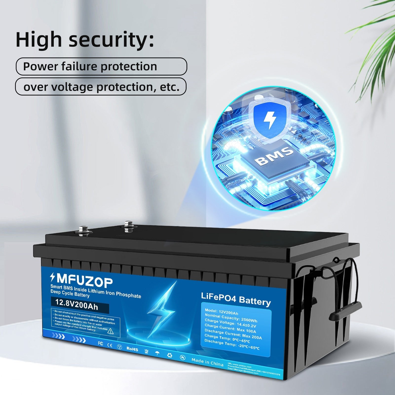 MFUZOP 12V 200Ah Lithium LiFePO4 Battery with 200A BMS Deep Cycle Battery for RV Car Solar Home System DIY - Xdatou | Rechargeable Lifepo4 Batteries Voltage Converters Inverter