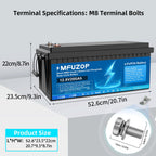 MFUZOP 12V 200Ah Lithium LiFePO4 Battery with 200A BMS Deep Cycle Battery for RV Car Solar Home System DIY - Xdatou | Rechargeable Lifepo4 Batteries Voltage Converters Inverter