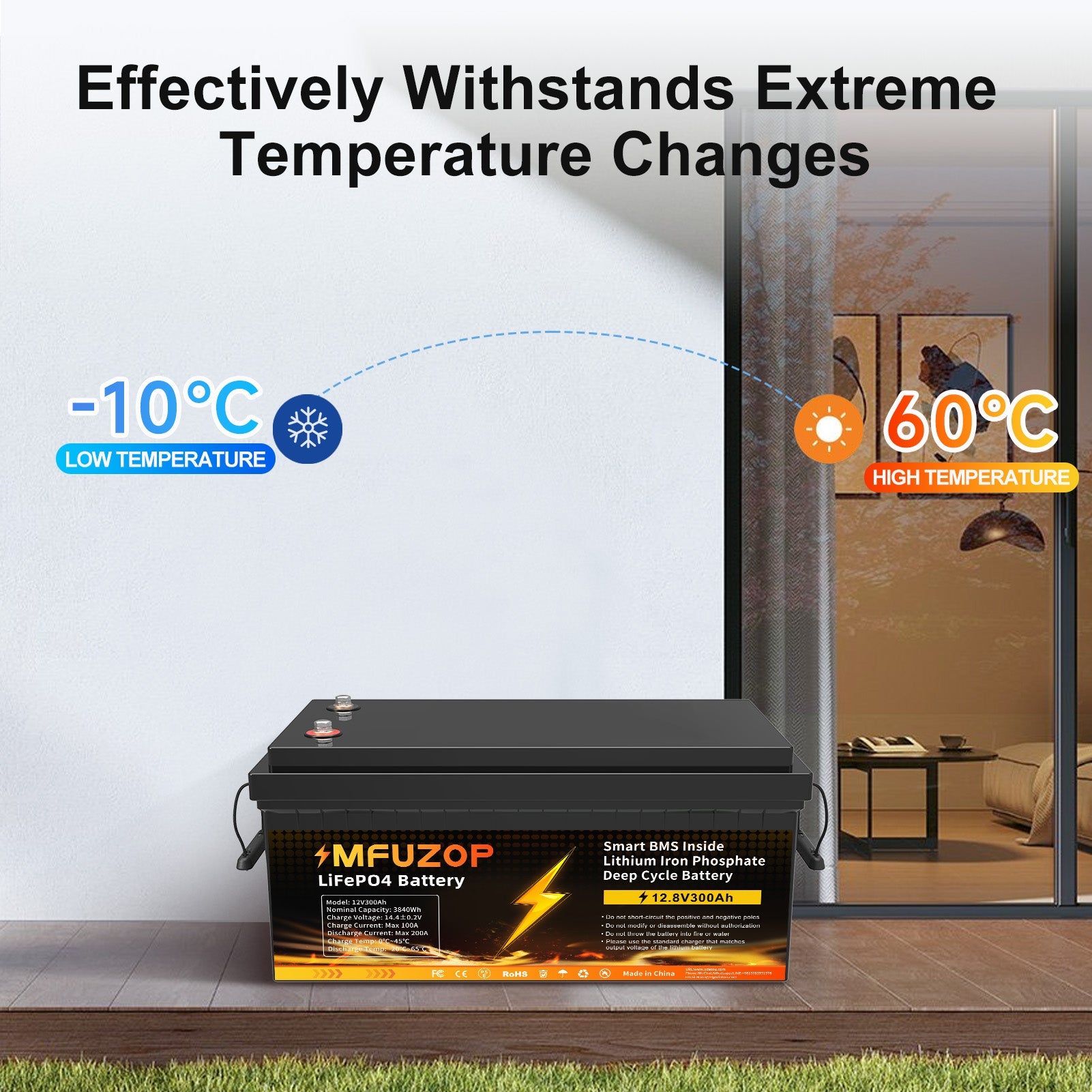 MFUZOP 12V 300Ah LiFePO4 Battery, 3840Wh Battery with 200A BMS, 15000+ Cycles, Low Temp Protection, for RV, Camper, Marine, Solar, Off - Grid, Home Backup, Series & Parallel - Xdatou | Rechargeable Lifepo4 Batteries Voltage Converters Inverter