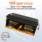 MFUZOP 12V 300Ah LiFePO4 Battery, 3840Wh Battery with 200A BMS, 15000+ Cycles, Low Temp Protection, for RV, Camper, Marine, Solar, Off - Grid, Home Backup, Series & Parallel - Xdatou | Rechargeable Lifepo4 Batteries Voltage Converters Inverter