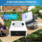 MFUZOP 3000W Pure Sine Wave Inverter, 12V to 230V AC Voltage Converter, Peak Power 6000W Peak Power, with Intelligent Detection System & LCD Display & 2 EU Socket - Xdatou | Rechargeable Lifepo4 Batteries Voltage Converters Inverter