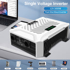 MFUZOP 3000W Pure Sine Wave Inverter, 12V to 230V AC Voltage Converter, Peak Power 6000W Peak Power, with Intelligent Detection System & LCD Display & 2 EU Socket - Xdatou | Rechargeable Lifepo4 Batteries Voltage Converters Inverter