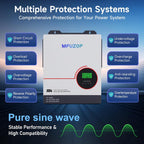 MFUZOP 6300W 48V Hybrid Solar Inverter, 48V DC to 120V AC, Dual MPPT 10kW PV Input, 120A Charger, Battery-Free Operation，for home solar systems(Compatible with WiFi 06) - Xdatou