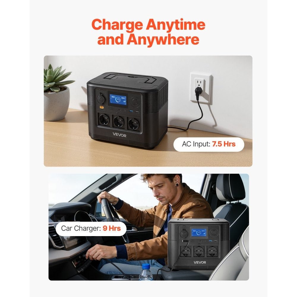 Portable Power Station, 1200W Solar Generator Power Station, 806Wh LiFePO4 Battery Backup with 9 Output Ports for Home Emergency, Outdoor Camping, RV Travel - Xdatou | Rechargeable Lifepo4 Batteries Voltage Converters Inverter