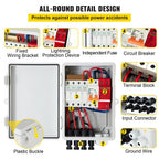 PV Combiner Box, 4 String, Solar Combiner Box, 63A Circuit Breaker, Lightning Arreste and Solar Connector, for On / Off Grid Solar Panel System, IP65 Waterproof 17 x 23 x 11 cm - Xdatou | Rechargeable Lifepo4 Batteries Voltage Converters Inverter
