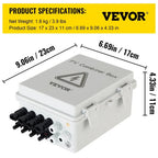 PV Combiner Box, 4 String, Solar Combiner Box, 63A Circuit Breaker, Lightning Arreste and Solar Connector, for On / Off Grid Solar Panel System, IP65 Waterproof 17 x 23 x 11 cm - Xdatou | Rechargeable Lifepo4 Batteries Voltage Converters Inverter