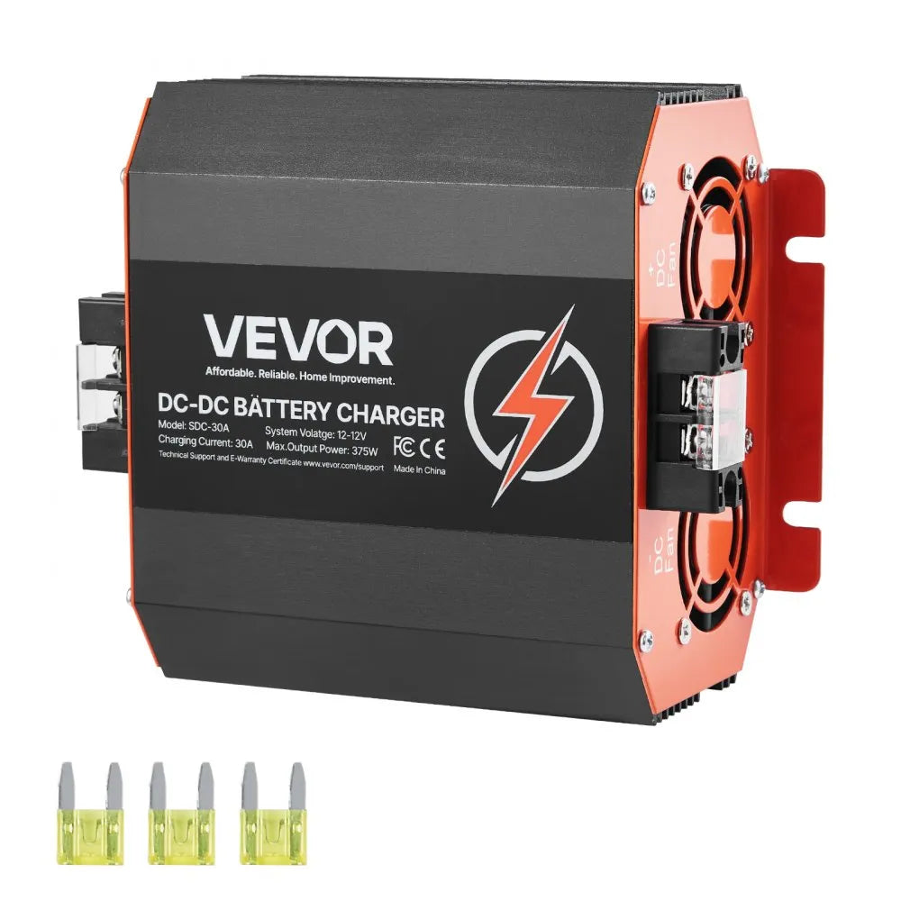 12V 30A DC to DC Battery Charger, 375W 375W, On-Board Battery Charger for Lead-Acid, Lithium, AGM, GEL, and Flooded Batteries, Smart Multi-Stage Charging, for RVs, Commercial Vehicles, Boats, Yachts Hauptbild
